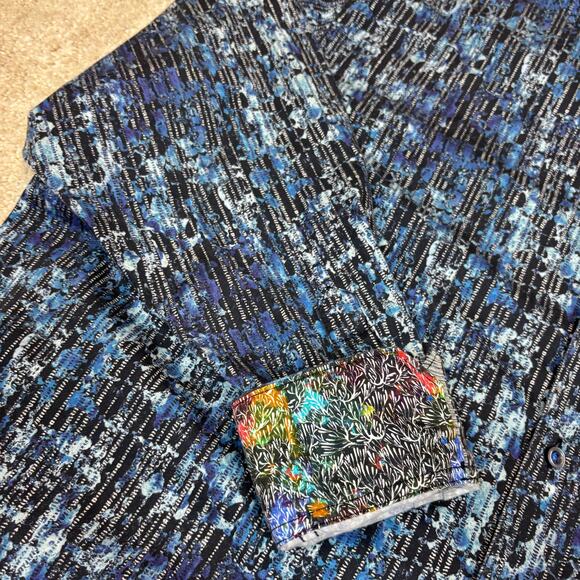 Robert Graham Abstract Pattern Flip Cuff Button Up Shirt Men's 2XL - Picture 3 of 12